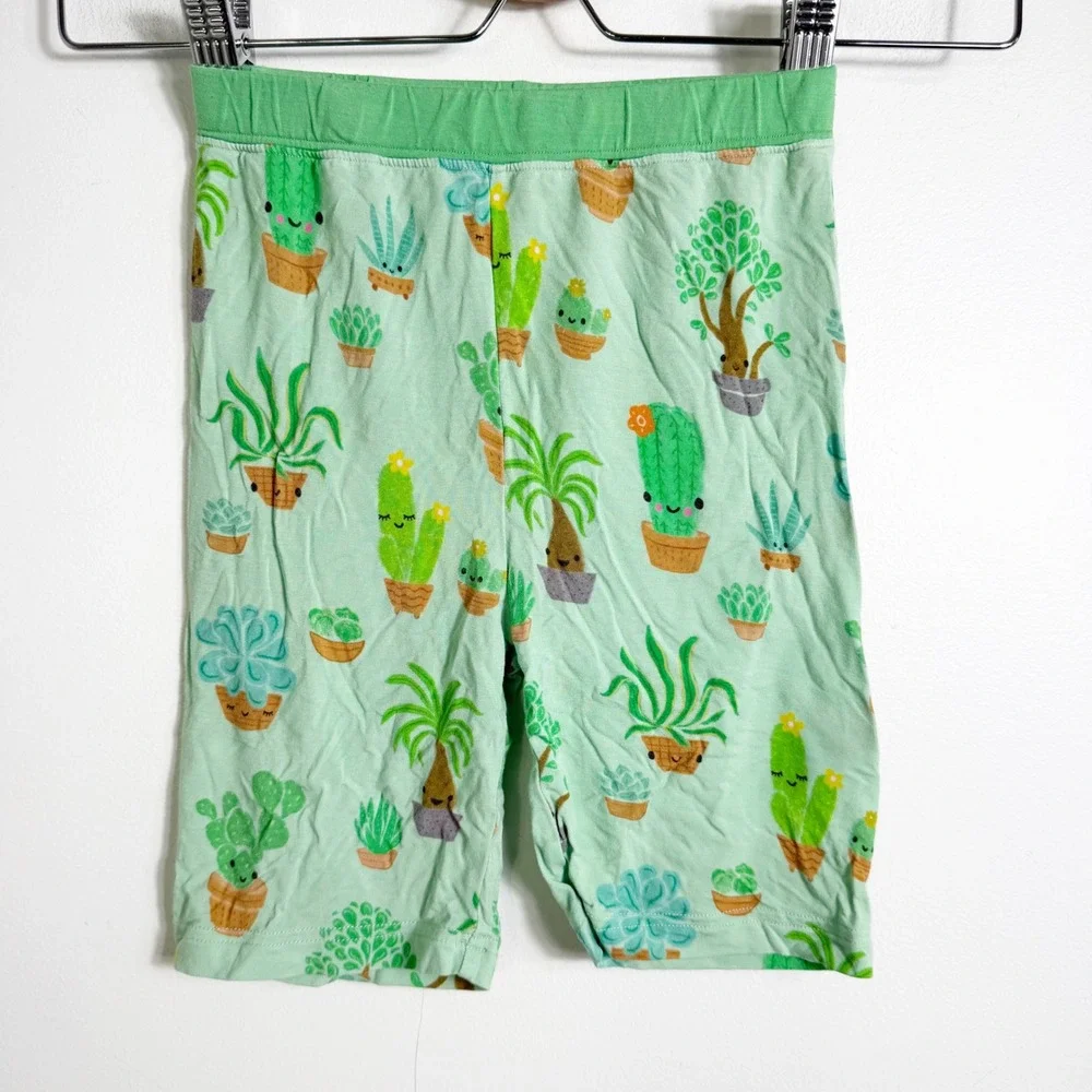 Little Sleepies Pajama Set Kids 7/8 Green Cactus Succulent Bamboo Lunaluxe